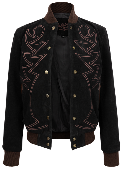 Western & Co. Embroidered Black Bomber Jacket