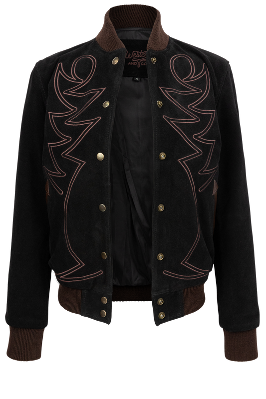 Western & Co. Embroidered Black Bomber Jacket