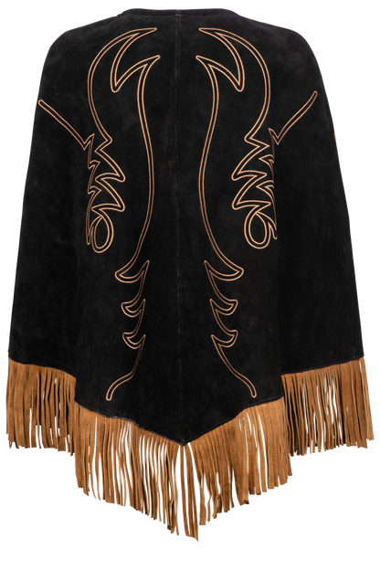 Western & Co. High Noon Embroidered Suede Cape