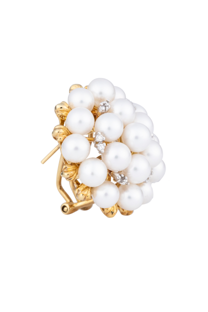 Diva Diamonds And Jewels 18K Yg Pearl & Diamond Ear