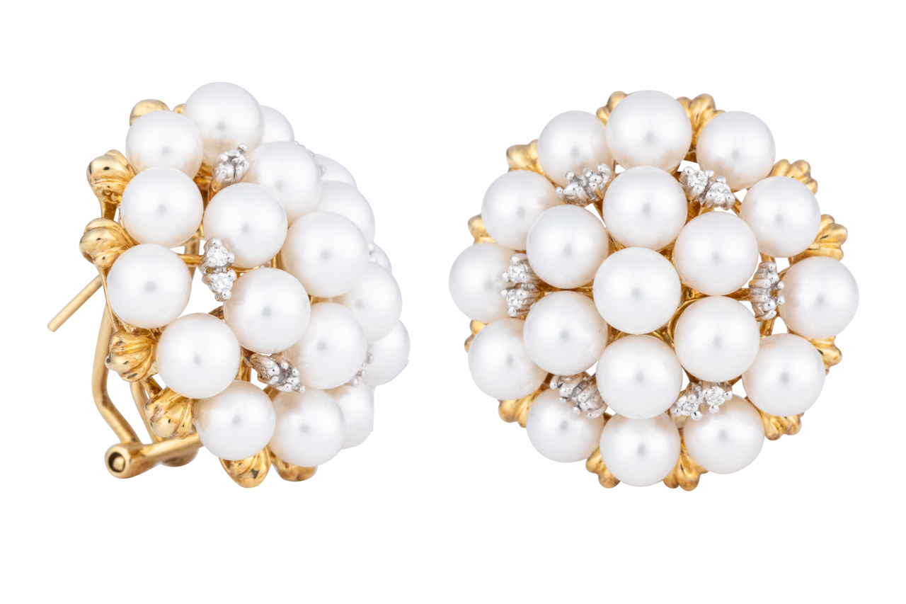 Diva Diamonds And Jewels 18K Yg Pearl & Diamond Ear