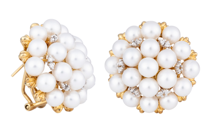 Diva Diamonds And Jewels 18K Yg Pearl & Diamond Ear