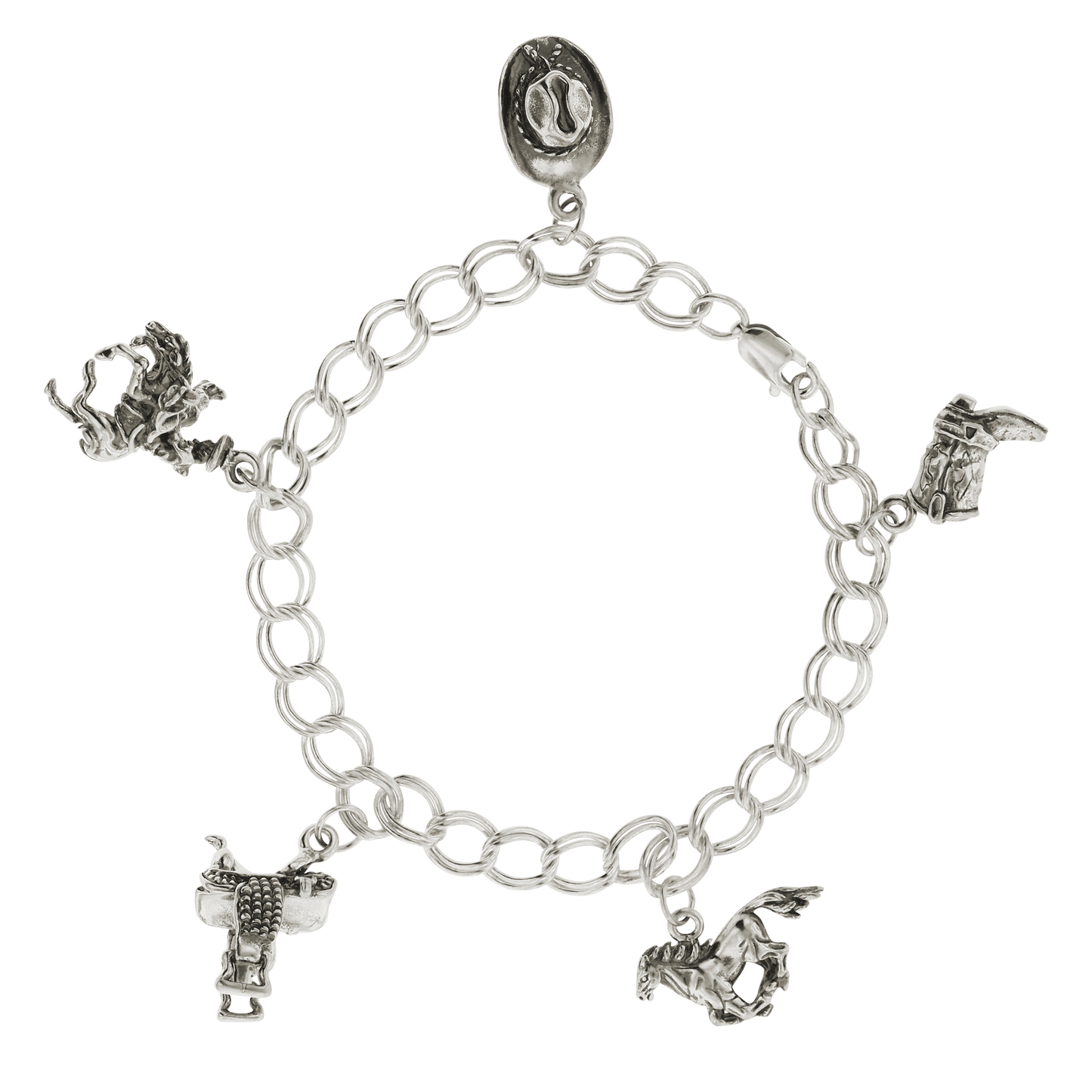 Sterling Silver Western Charm Bracelet