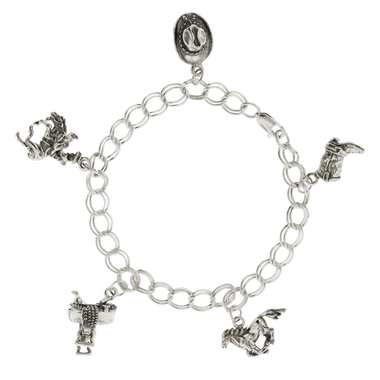 Sterling Silver Western Charm Bracelet