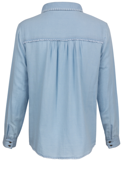 Dylan Denim Whipstitch Top