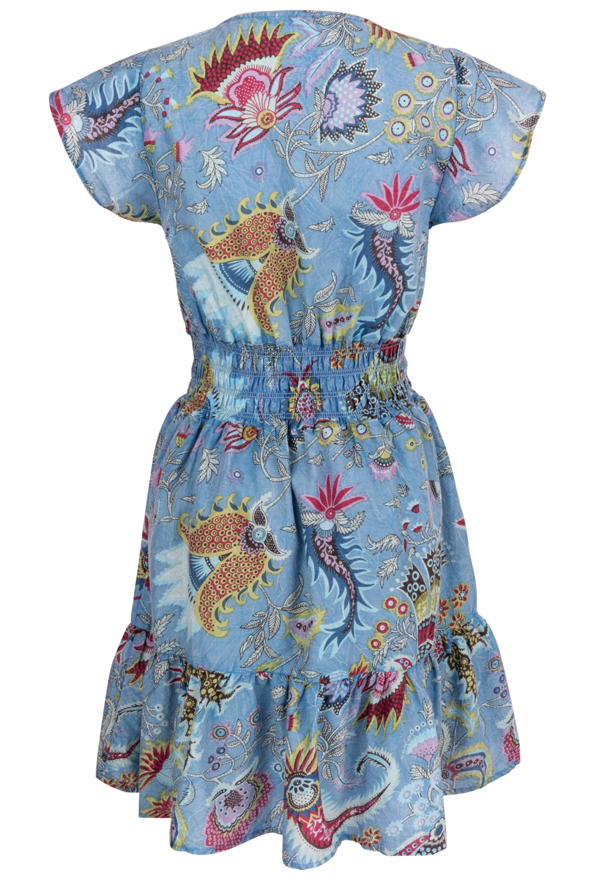 Dylan Printed Blue Ruffle Dress