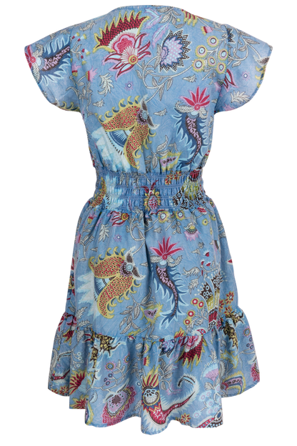 Dylan Printed Blue Ruffle Dress
