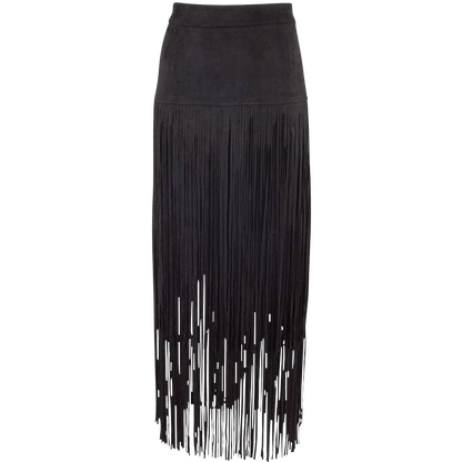 Adore Faux Suede Long Fringe Skirt