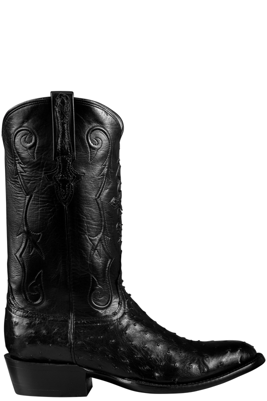 Lucchese Men's Full Quill Ostrich Cowboy Boots - Black