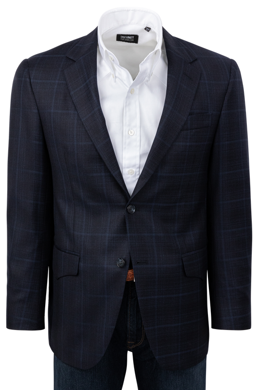 Pinto Ranch Dark Blue Plaid Sport Coat