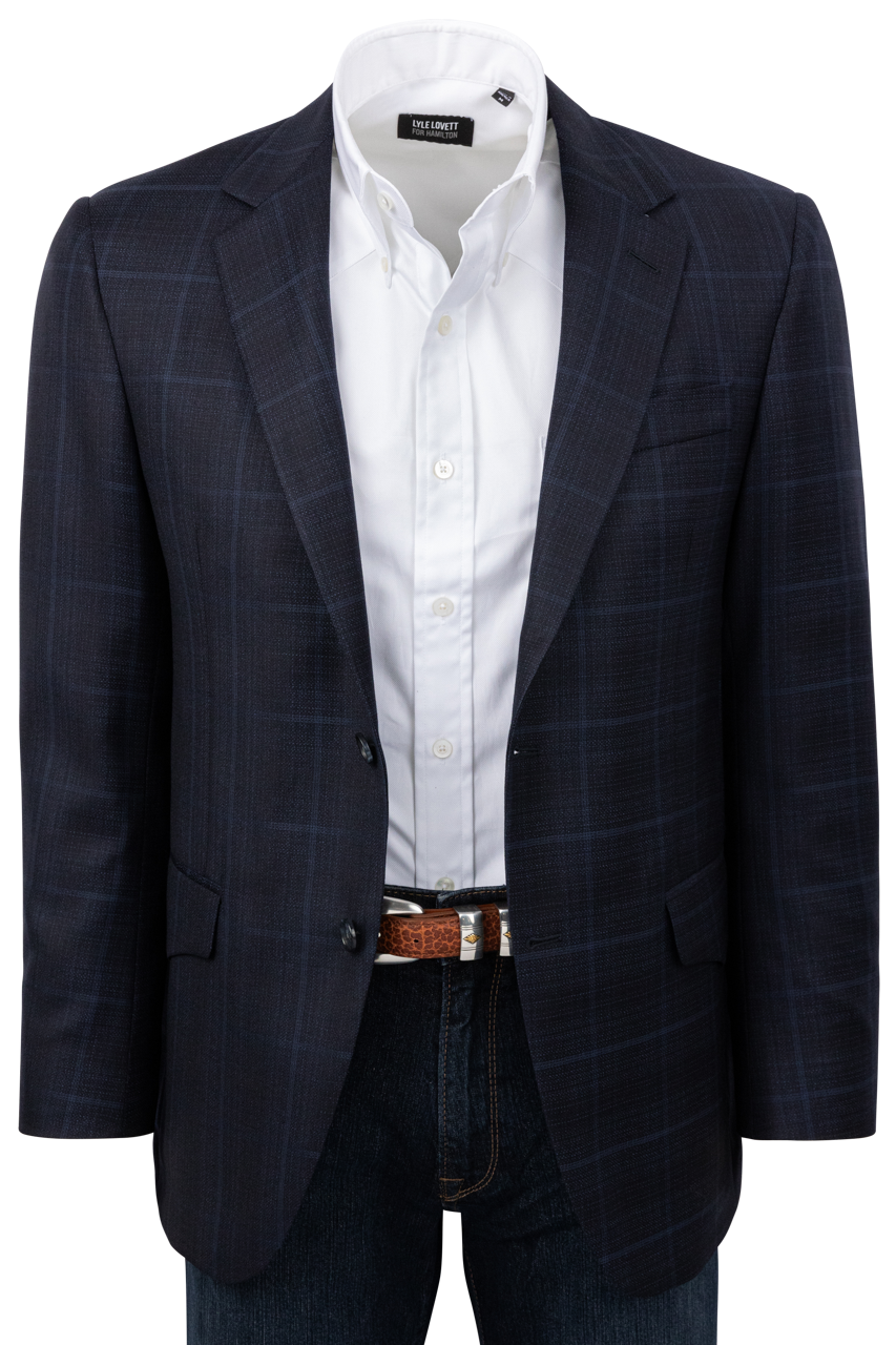 Pinto Ranch Dark Blue Plaid Sport Coat