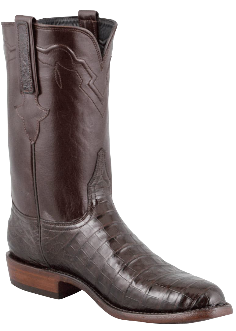 Lucchese Men's Caiman Crocodile Ultra Roper Boots - Chocolate