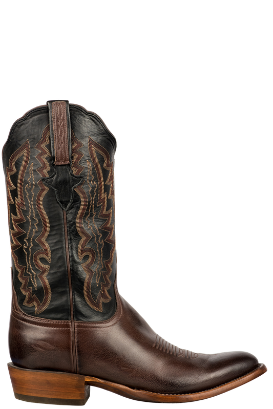 Lucchese Men's Baby Buffalo Cowboy Boots - Whiskey/Black