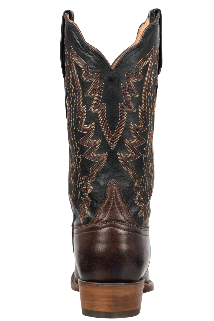 Lucchese Men s Whiskey Black Baby Buffalo Cowboy Boots Pinto Ranch