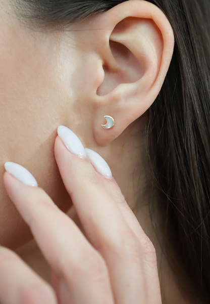 Kabana Gold and Mother of Pearl Moon Earrings