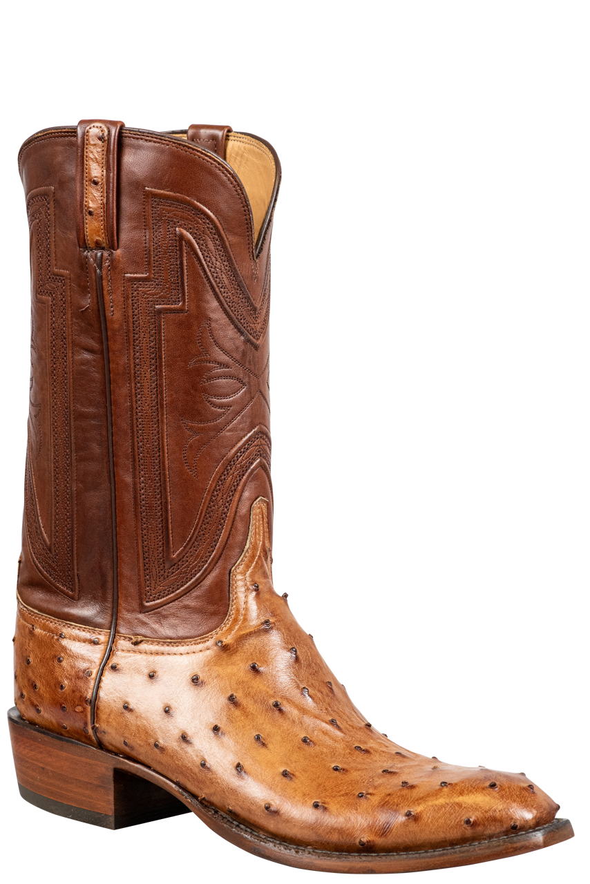 Lucchese Hugh Ostrich Cowboy Boots Barnwood
