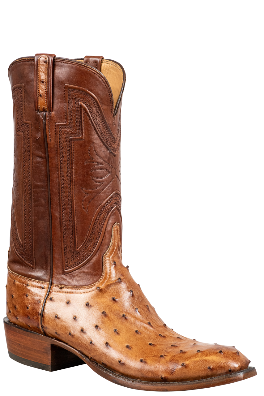 Lucchese Men's Hugh Ostrich Cowboy Boots - Barnwood