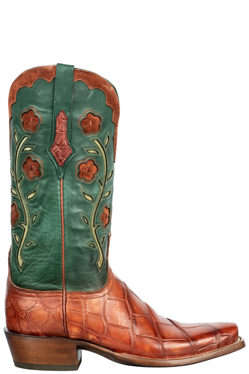 Lucchese Men's Cibolo Giant American Alligator Cowboy Boots - Antique Redwood