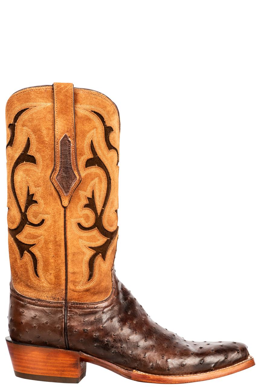 Lucchese Men's Nopales Full Quill Ostrich Cowboy Boots - Antique Tobacco