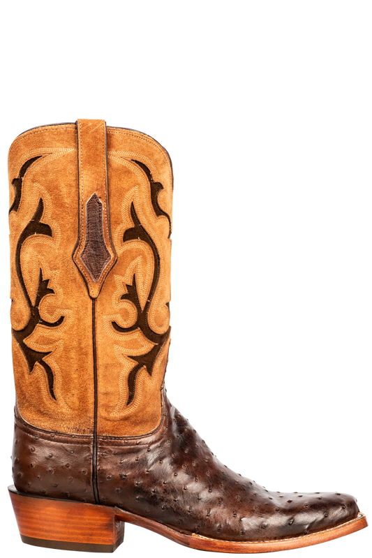 Lucchese Men's Nopales Full Quill Ostrich Cowboy Boots - Antique Tobacco