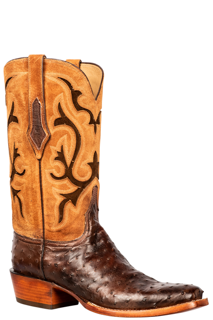 Lucchese Men's Nopales Full Quill Ostrich Cowboy Boots - Antique Tobacco