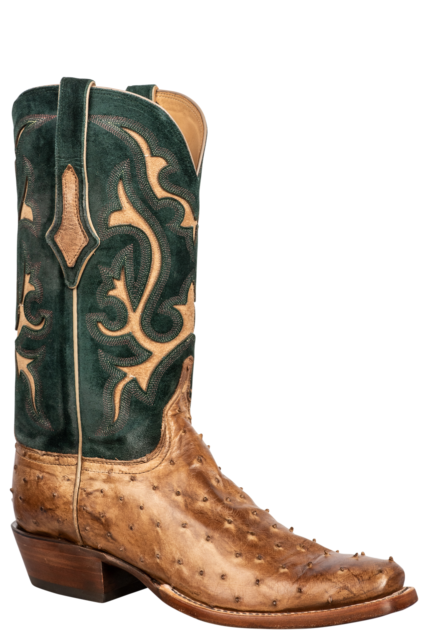 Lucchese Men's Nopales Full Quill Ostrich Cowboy Boots - Antique Mink
