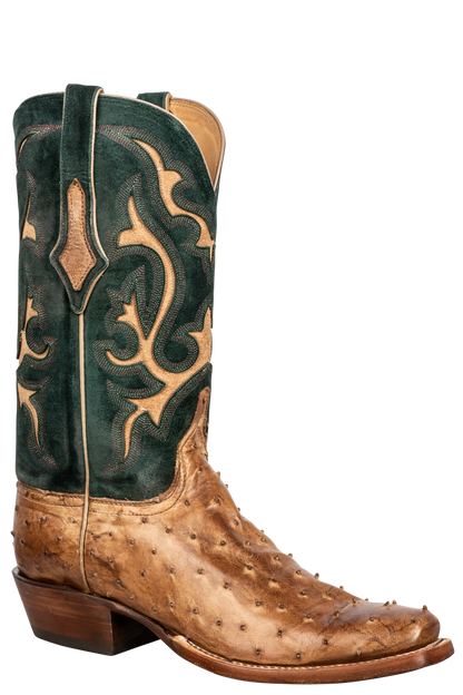 Lucchese Men's Nopales Full Quill Ostrich Cowboy Boots - Antique Mink