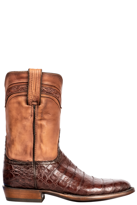 Lucchese Wilson Caiman Roper Boots Sienna