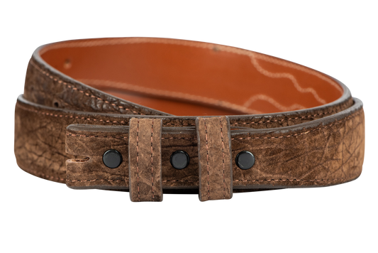 Chacon 1.25" Hippo Leather Tapered Belt Strap - Brown