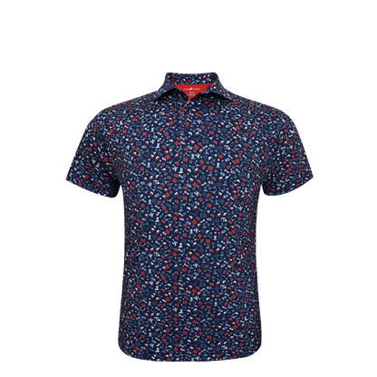 Horn Legend Texas Inspired Print Performance Polo - Navy