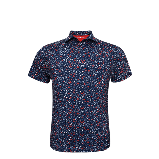 Horn Legend Texas Inspired Print Performance Polo - Navy