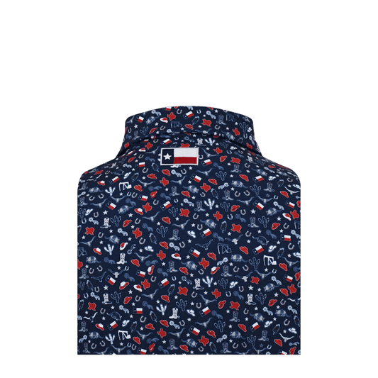 Horn Legend Texas Inspired Print Performance Polo - Navy - alternate view