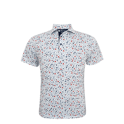 Horn Legend Texas Inspired Print Performance Polo - White