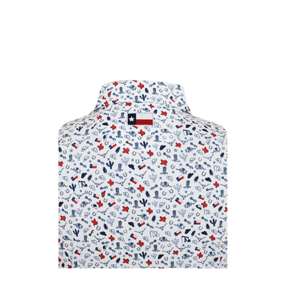 Horn Legend Texas Inspired Print Performance Polo - White