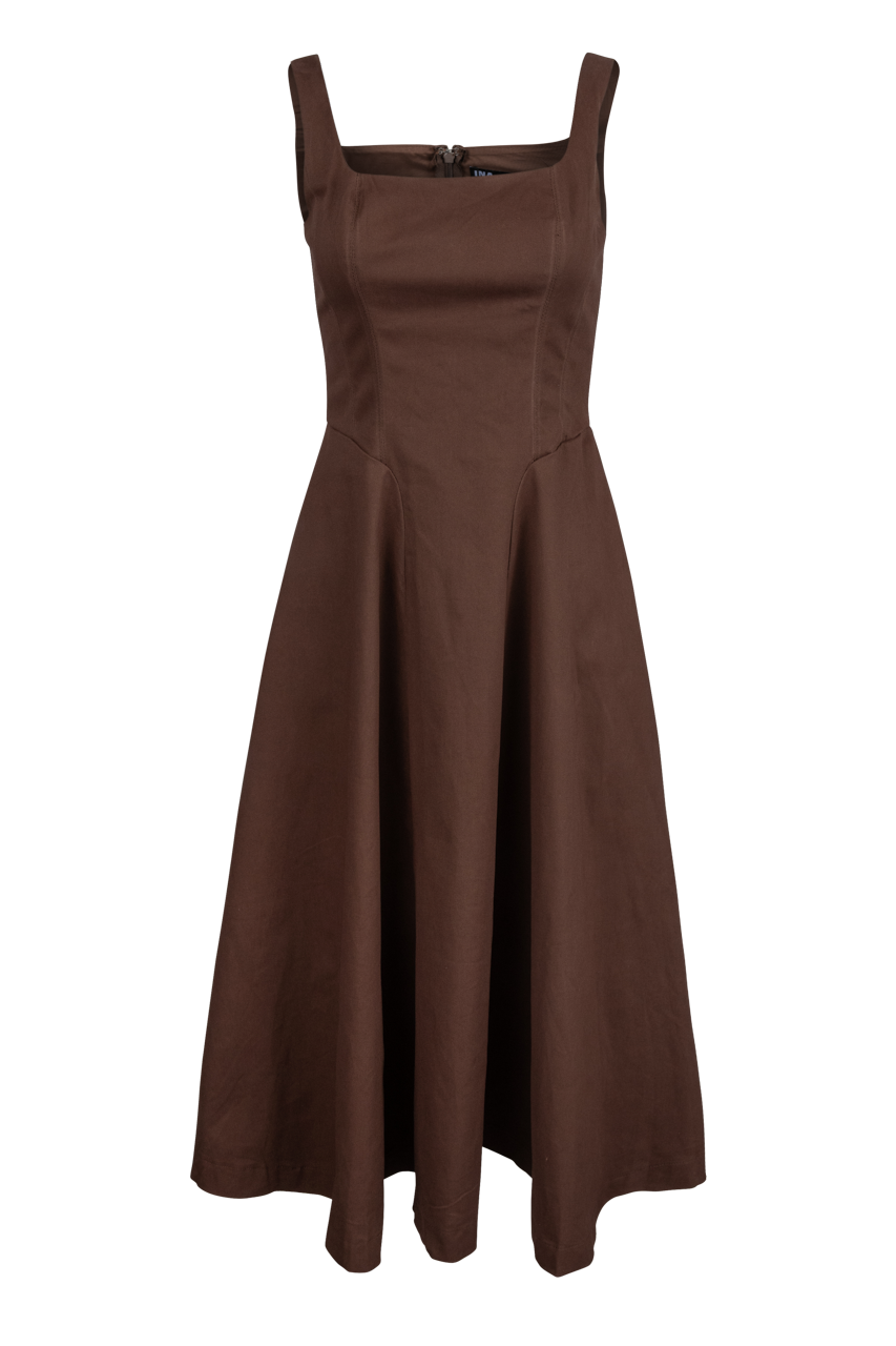 Ina Square-Neck Midi Dress