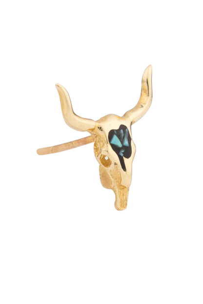 Gold and Deep Turquoise Longhorn Earrings
