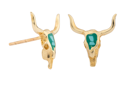 Gold and Turquoise Longhorn Earrings
