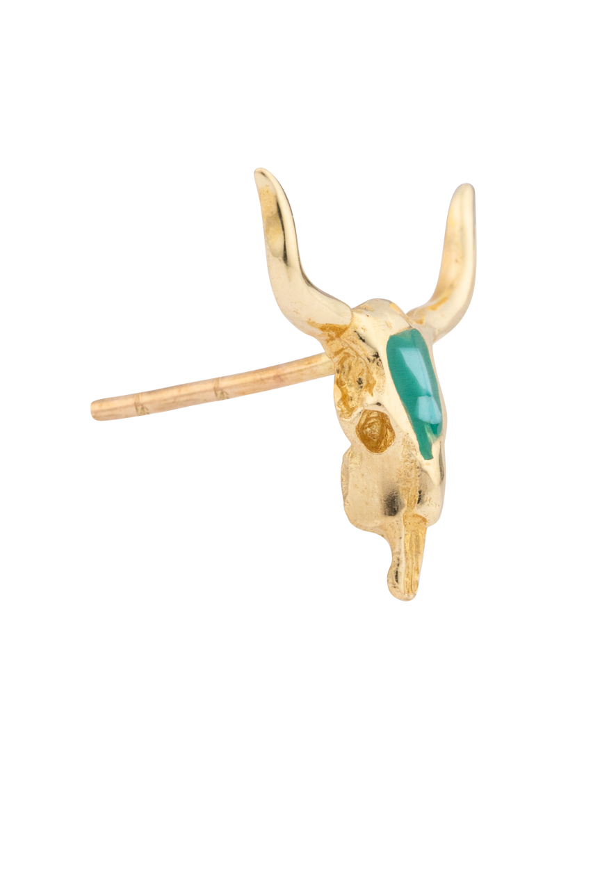 Gold and Turquoise Longhorn Earrings
