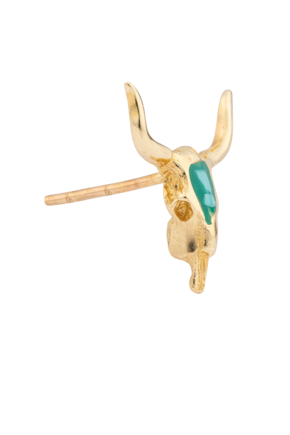 Gold and Turquoise Longhorn Earrings