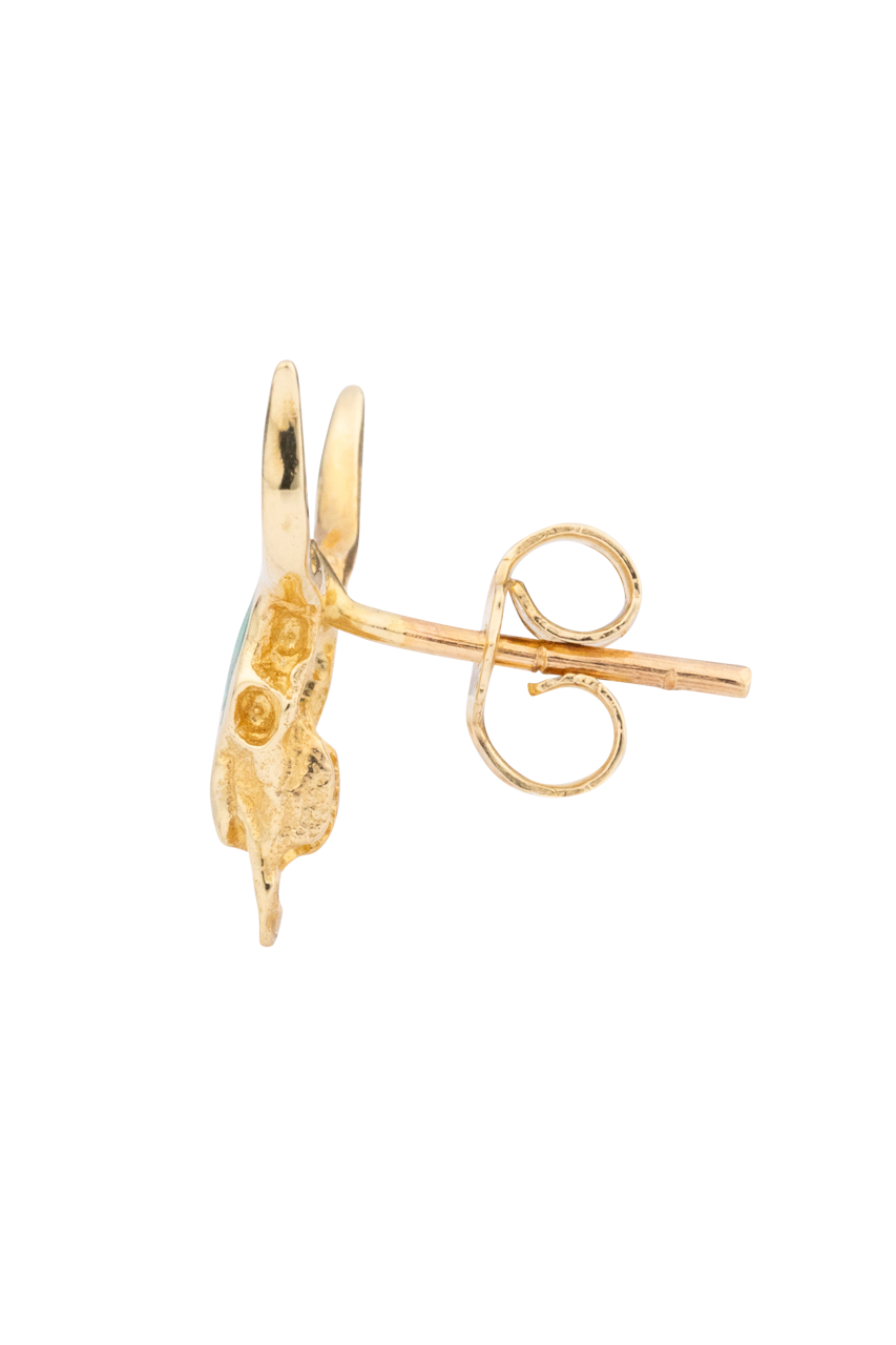 Gold and Turquoise Longhorn Earrings