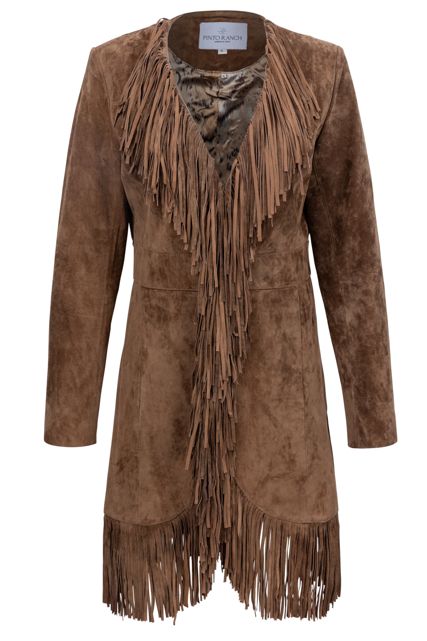 Pinto Ranch Brown Leather Fringe Jacket