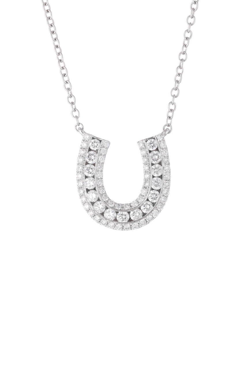 Karina Brez Lucky Horseshoe Necklace - White Gold & Diamond