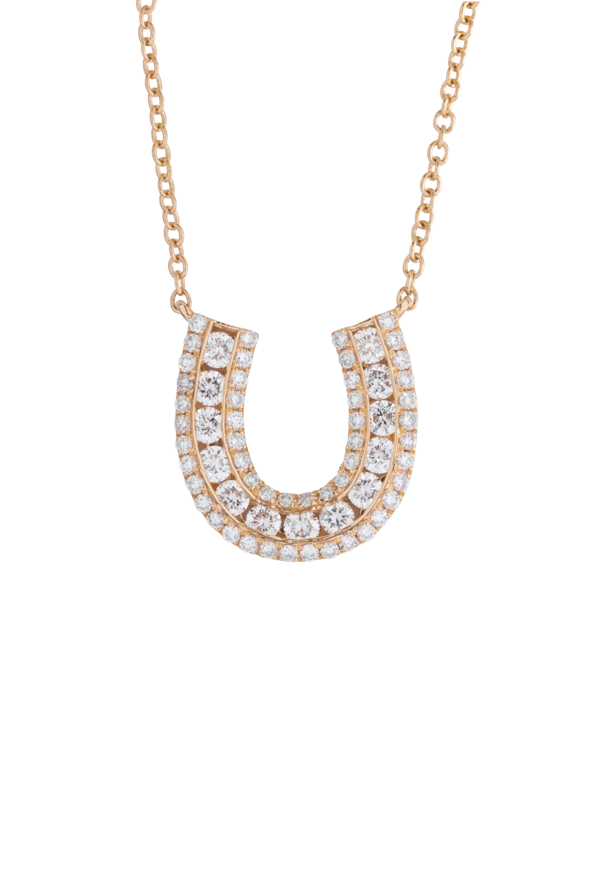 Karina Brez Lucky Horseshoe Necklace - Yellow Gold & Diamond