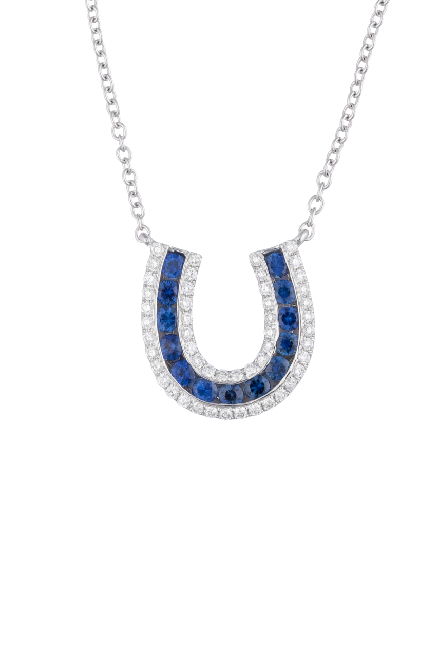 Karina Brez Lucky Horseshoe Necklace - Sapphire & Diamond