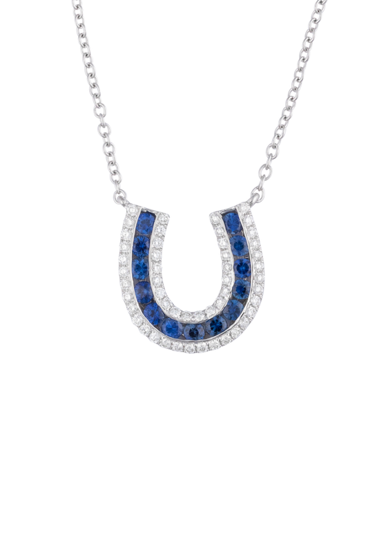 Karina Brez Lucky Horseshoe Necklace - Sapphire & Diamond