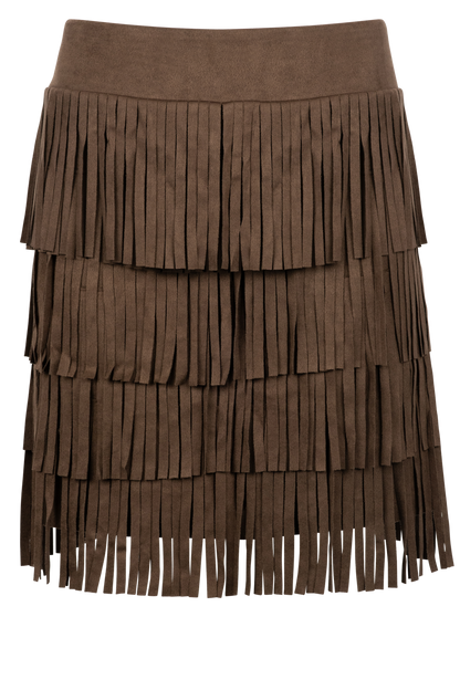 W.A.Y. Faux Suede Fringe Skirt