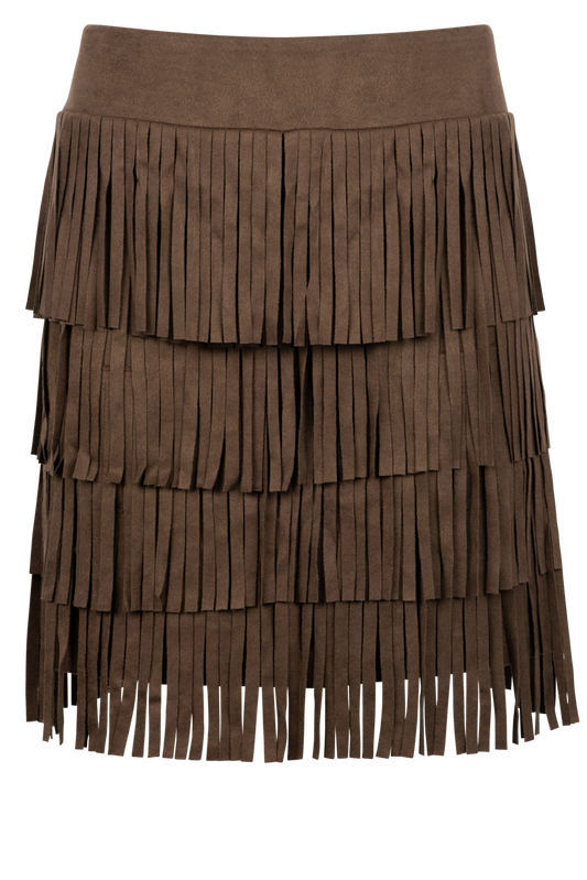 W.A.Y. Faux Suede Fringe Skirt