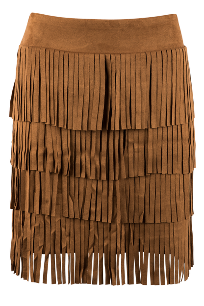 W.A.Y. Faux Suede Fringe Skirt