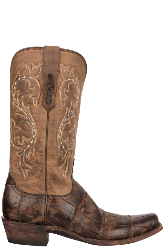 Lucchese Men's Giant American Alligator Burke Cowboy Boots - Brown