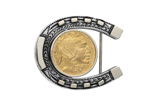 Pinto Ranch Horseshoe Single Belt Buckle